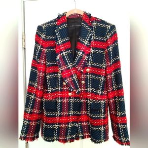 Zara Red Tweed Blazer, Size Medium